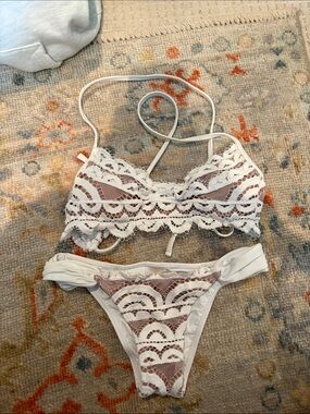 PQ Swim White Lace Overlay Bikini Set